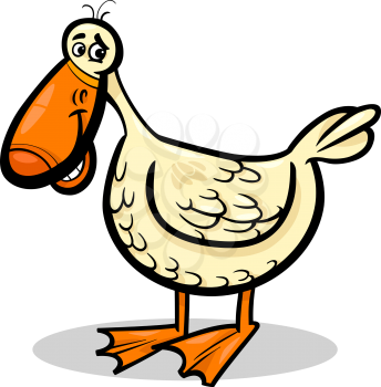 Cartoon Illustration of Funny Duck Farm Bird Character