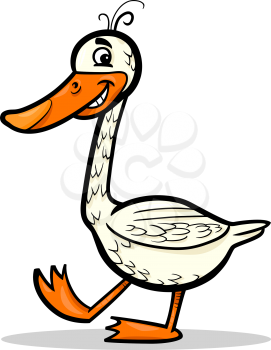 Cartoon Illustration of Funny Goose Farm Bird Character