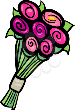 Cartoon Illustration of Flowers Bunch or Bouquet Clip Art