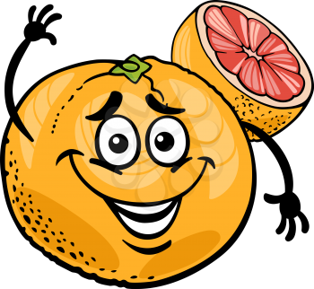 Cartoon Illustration of Funny Red Grapefruit Fruit Food Comic Character