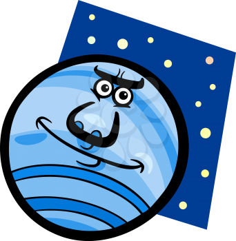 Cartoon Illustration of Funny Neptune Planet Comic Mascot Character
