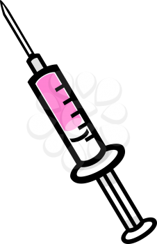 Cartoon Illustration of Syringe with Medicine Clip Art
