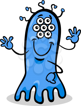 Cartoon Illustration of Funny Strange Alien Comic Ufo Character