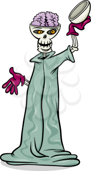 Cartoon Illustration of Spooky Halloween Skeleton or Death Character