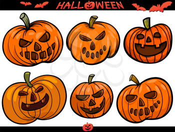 Cartoon Illustration of Halloween Pumpkins Holiday Themes