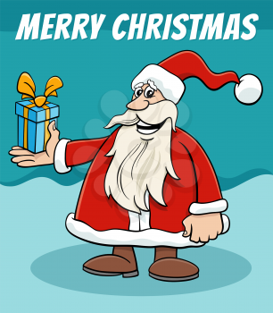 Cartoon illustration design or greeting card with Santa Claus characters with present on Christmas time