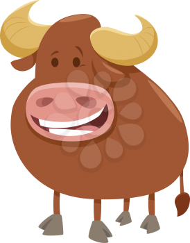 Cartoon illustration of funny bull farm animal character