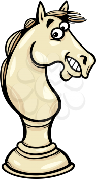Cartoon Illustration of Funny Horse Chess Pawn
