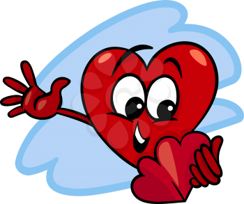 Cartoon Illustration of Happy Heart Character in Love reading a Valentine Card