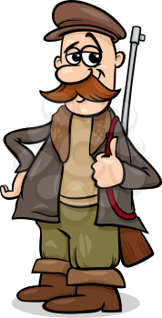 Cartoon Illustration of Hunter Character from Little Red Riding Hood Fairy Tale