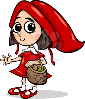 Cartoon Illustration of Cute Little Red Riding Hood Fairy Tale Character