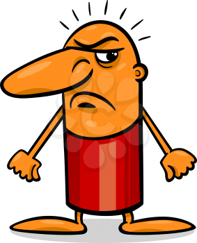 Cartoon Illustration of Angry or Furious Funny Guy Character