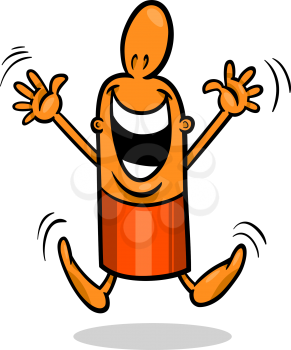 Cartoon Illustration of Happy or Excited Funny Guy Character