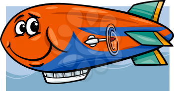 Cartoon Illustration of Funny Zeppelin Airship Comic Mascot Character