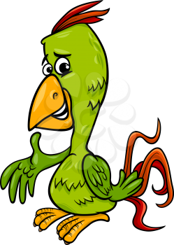 Cartoon Illustration of Cute Parrot Exotic Bird