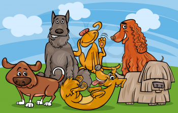 Cartoon Illustration of Cute Dogs Characters Group