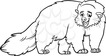 Black and White Cartoon Illustration of Funny Bearcat Wild Animal for Coloring Book