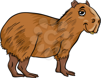 Cartoon Illustration of Funny Capybara Animal