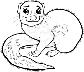 Black and White Cartoon Illustration of Funny Mongoose Animal for Coloring Book