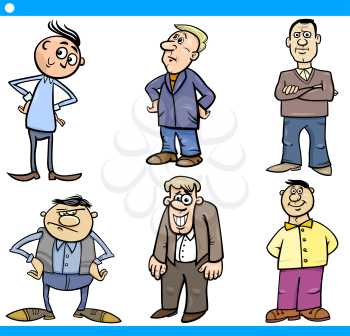 Cartoon Illustration Set of Comic Men Characters