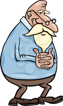 Cartoon Illustration of Elder Man Senior or Grandfather
