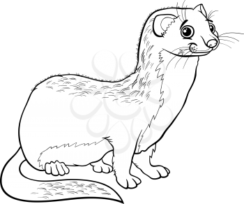 Black and White Cartoon Illustration of Cute Weasel Animal for Coloring Book
