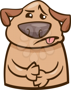 Cartoon Illustration of Funny Dog Expressing Sick Mood or Emotion
