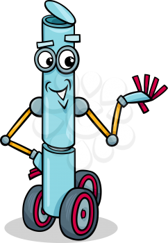 Cartoon Illustration of Funny Fantasy Robot on Wheels