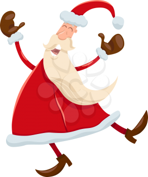 Cartoon Illustration of Happy Santa Claus Singing Christmas Carols