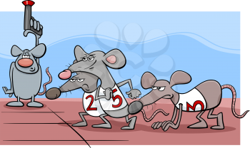 Cartoon Humor Concept Illustration of Rat Race Saying or Proverb