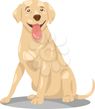 Cartoon Illustration of Funny Labrador Retriever Purebred Dog