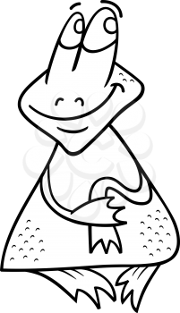 Black and White Cartoon Illustration of Funny Frog or Toad Amphibian Animal for Coloring Book