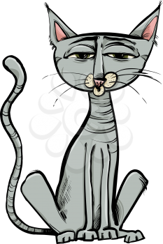 Cartoon Sketch Illustration of Cat Pet Character
