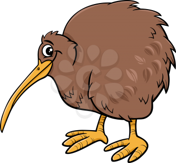Cartoon Illustration of Funny Kiwi Bird Animal