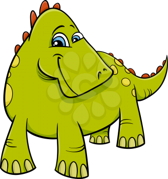 Cartoon Illustration of Funny Prehistoric Dinosaur or Fantasy Dragon