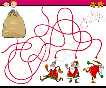 Cartoon Illustration of Education Paths or Maze Game for Preschool Children with Cars