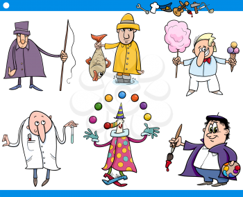 Cartoon Illustration of Funny Professional People Occupations Characters Set