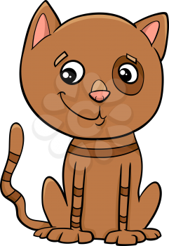 Cartoon Illustration of Cute Little Kitten or Cat