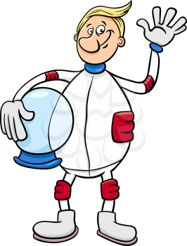 Cartoon Illustration of Spaceman or Astronaut in Spacesuit