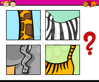 Cartoon Illustration of Education Game of Guessing Animals for Preschool Children