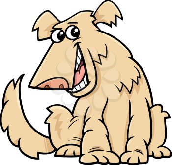 Cartoon Illustration of Funny Shaggy Dog Animal Character