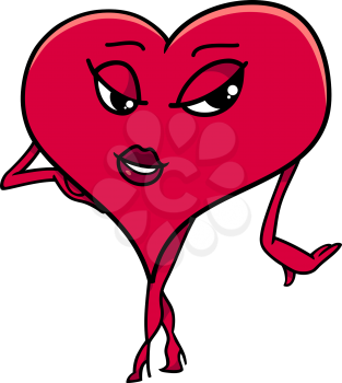 Cartoon Illustration of Female Heart Character on Valentine Day