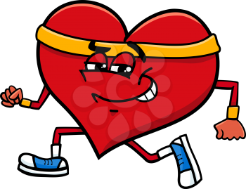 Cartoon Illustration of Heart Character Doing Jogging on Valentine Day