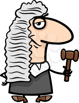 Cartoon Illustration of Funny Judge Law Occupation Character