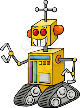 Cartoon Illustration of Funny Robot Fantasy Character