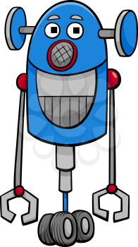 Cartoon Illustration of Funny Robot or Droid Fantasy Character