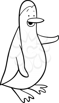 Black and White Cartoon Illustration of Funny Penguin Animal Character for Coloring Book