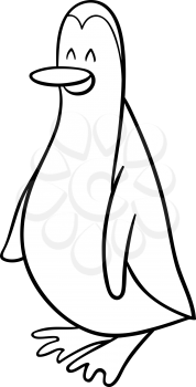 Black and White Cartoon Illustration of Funny Penguin Bird Animal Character for Coloring Book