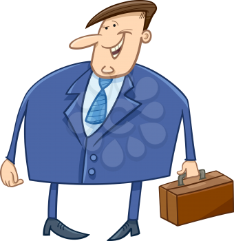 Cartoon Illustration of Overweight Businessman with Briefcase Character