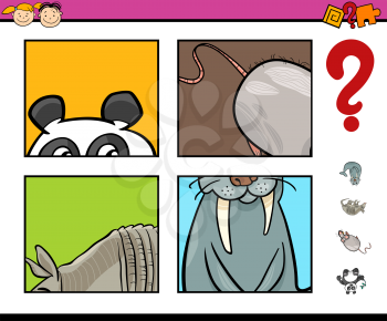 Cartoon Illustration of Educational Activity Task of Guessing Animals for Preschool Children